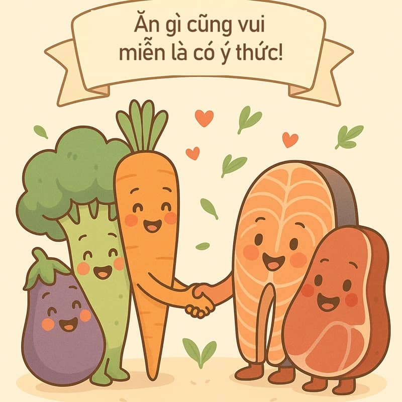 so sánh ăn chay và ăn mặn
